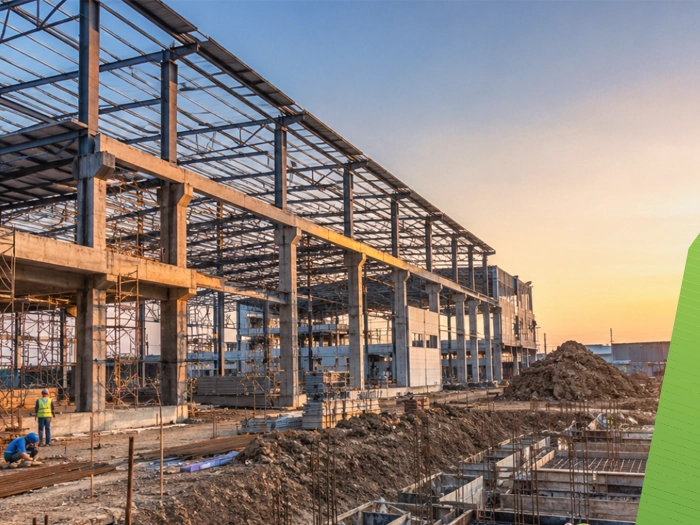 Concrete formwork and structure under construction